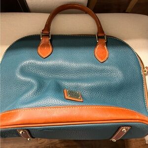 Dooney & Bourke Teal and Brown Leather Satchel